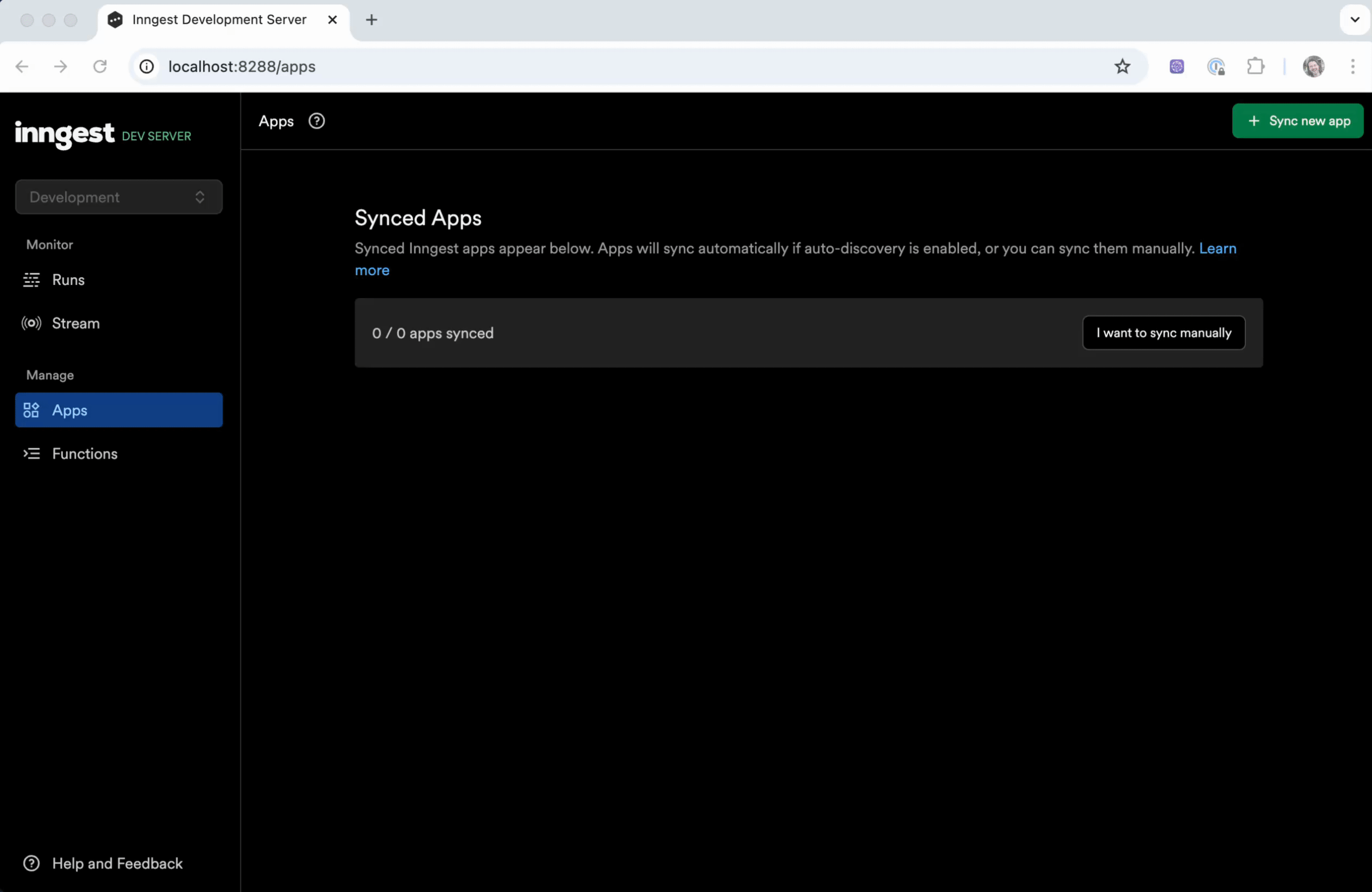 Dev Server demo manually syncing an app